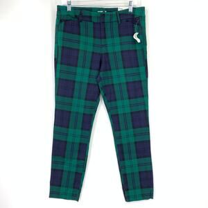 Old Navy Pixie Ankle Length Pants Womens Size 10 Blue Green Plaid NEW